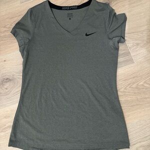 Nike Women's Charcoal Dri-Fit V-Neck Tee